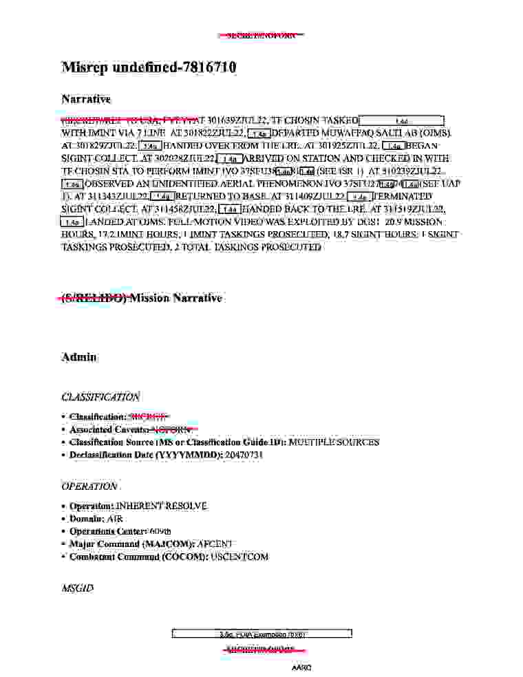 DOW-UAP-PR022, Unresolved UAP Report, Syria, July 2022