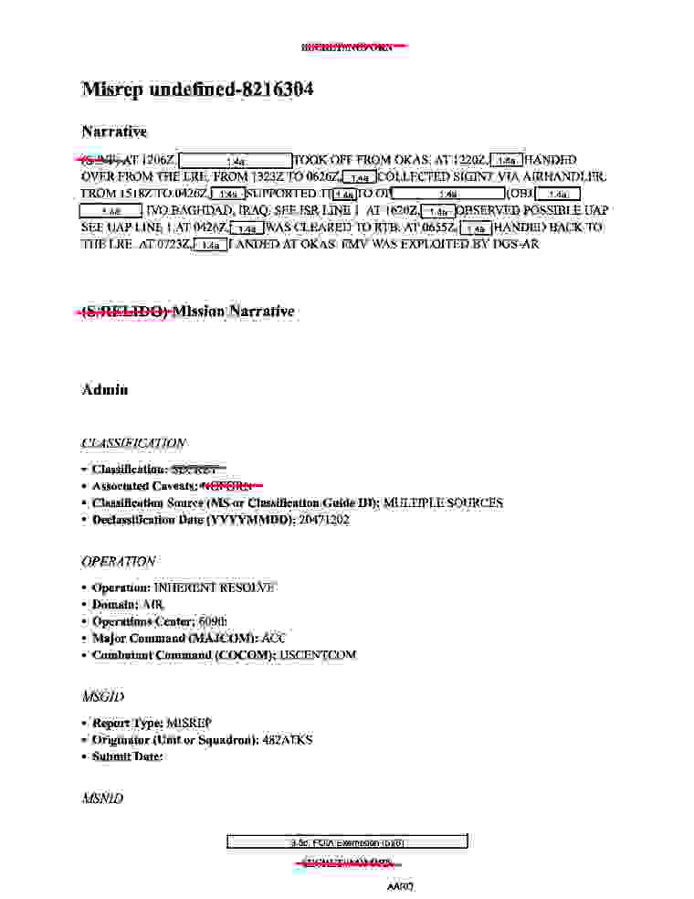DOW-UAP-PR023, Unresolved UAP Report, Iraq, December 2022