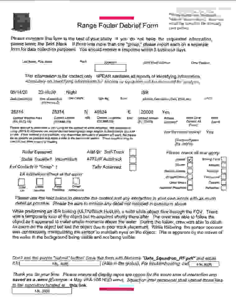 DOW-UAP-PR036, Unresolved UAP Report, Middle East, May 2020