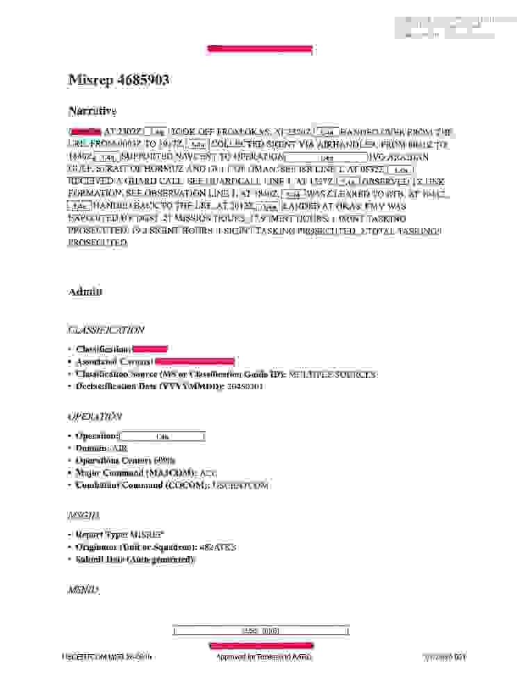 DOW-UAP-D061, Mission Report, Arabian Gulf, August 2020