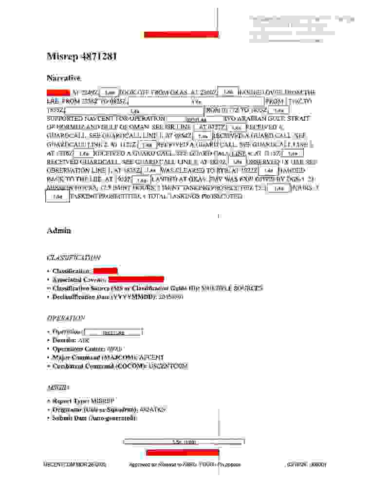 DOW-UAP-D063, Mission Report, Strait of Hormuz, October 2020