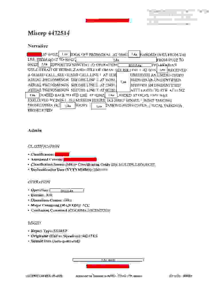DOW-UAP-D065, Mission Report, Arabian Gulf, July 2020