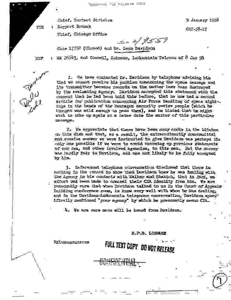 CIA-UAP-004, CASE 17708 (CLOSED) and DR. Leon Davidson