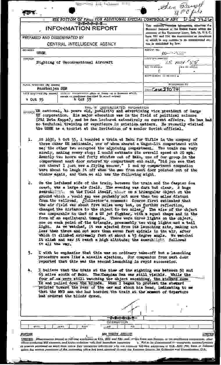 CIA-UAP-006, Sighting Of Unconventional Aircraft
