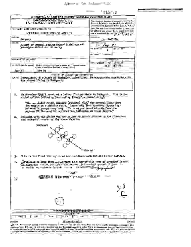 CIA-UAP-013, Report of Unusual Flying Object Sightings and Attendant Scientific Activity