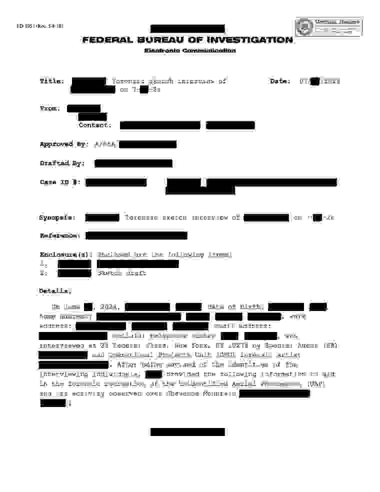 FBI-UAP-D002, FD-1057, Unresolved UAP Report, Colorado Springs, 2022