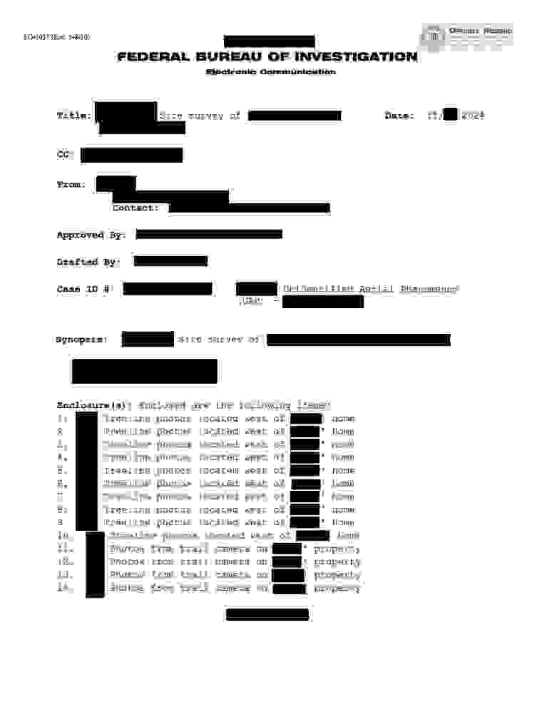 FBI-UAP-D006, FD-1057-05, Northeastern United States, 2024