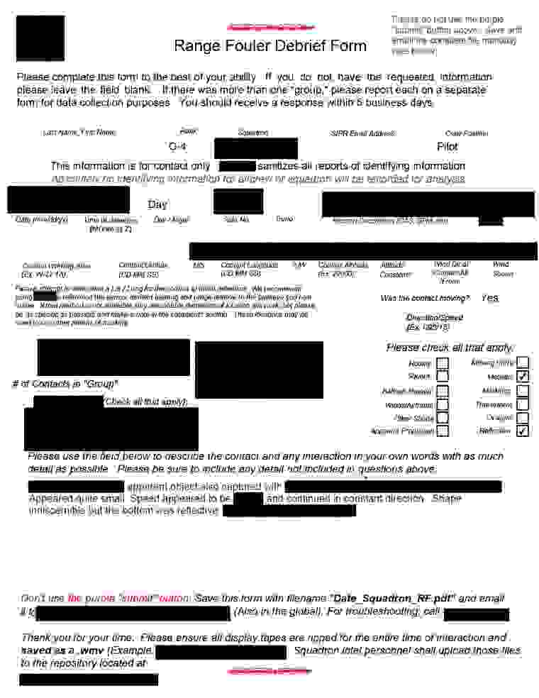 DOW-UAP-D089, Range Fouler Debrief, Eastern United States, 2020