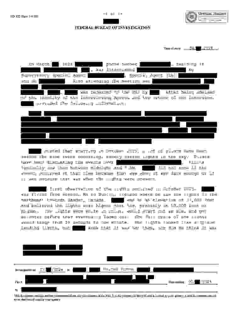 FBI-UAP-D024, FD-302, “Airborne Lights and Triangle,” 2002, 2023-2024