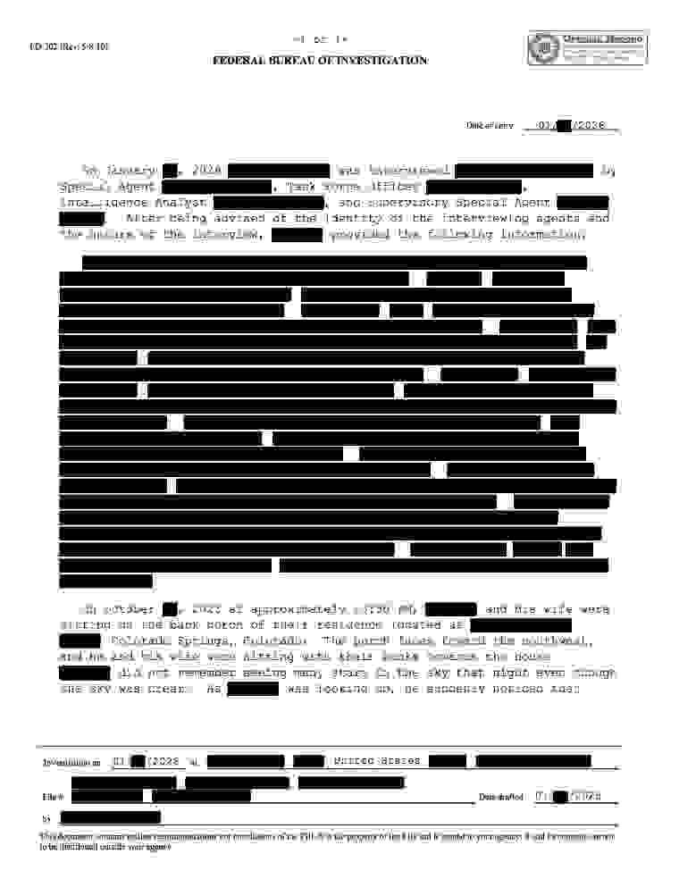 FBI-UAP-D026, FD-302, “Dark Translucent Triangle,” 2023