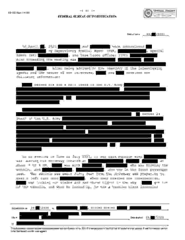 FBI-UAP-D028, FD-302, “Dark Triangle with Lights,” 2011