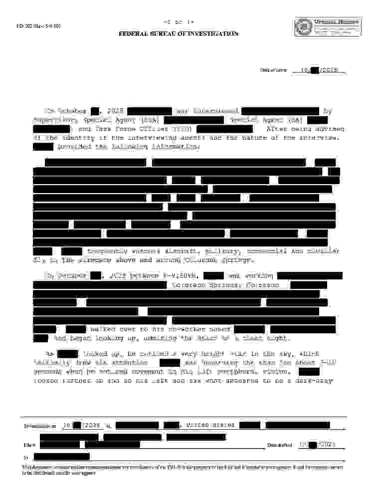 FBI-UAP-D030, FD-302, “Large Triangle with Red Lights,” 2023