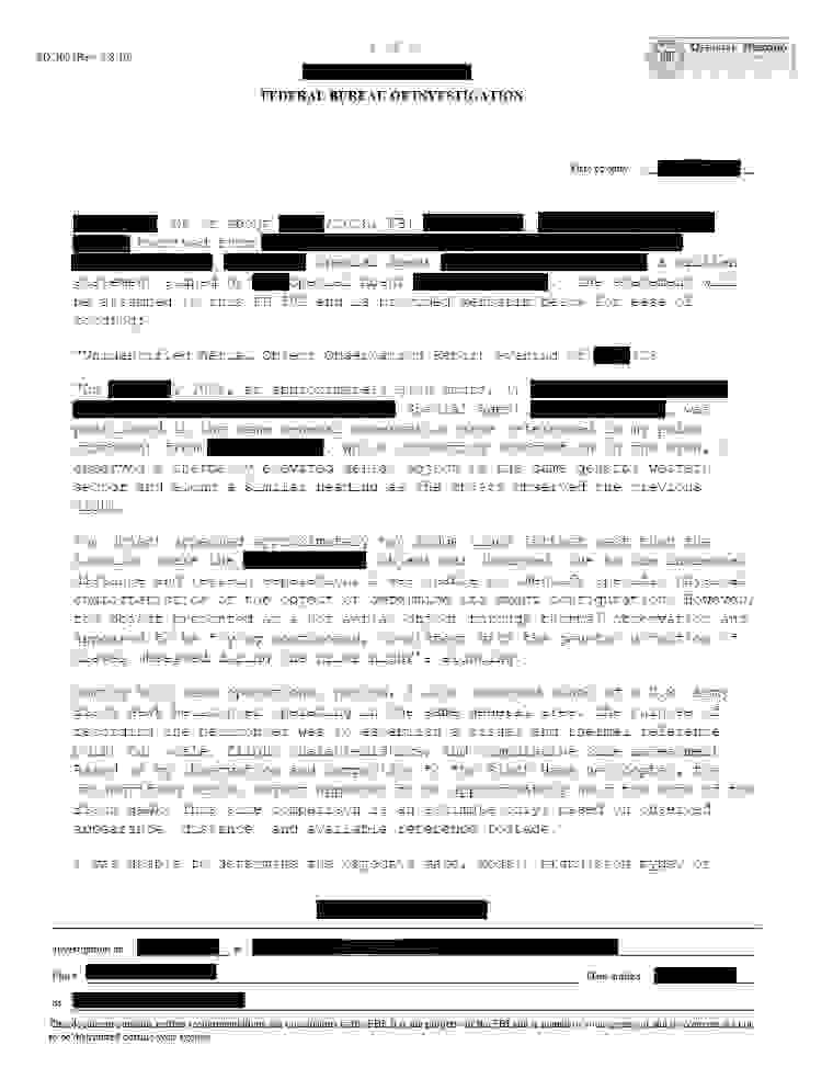 FBI-UAP-D033, FD-302, “Thermally Elevated Aerial Object,” 2026