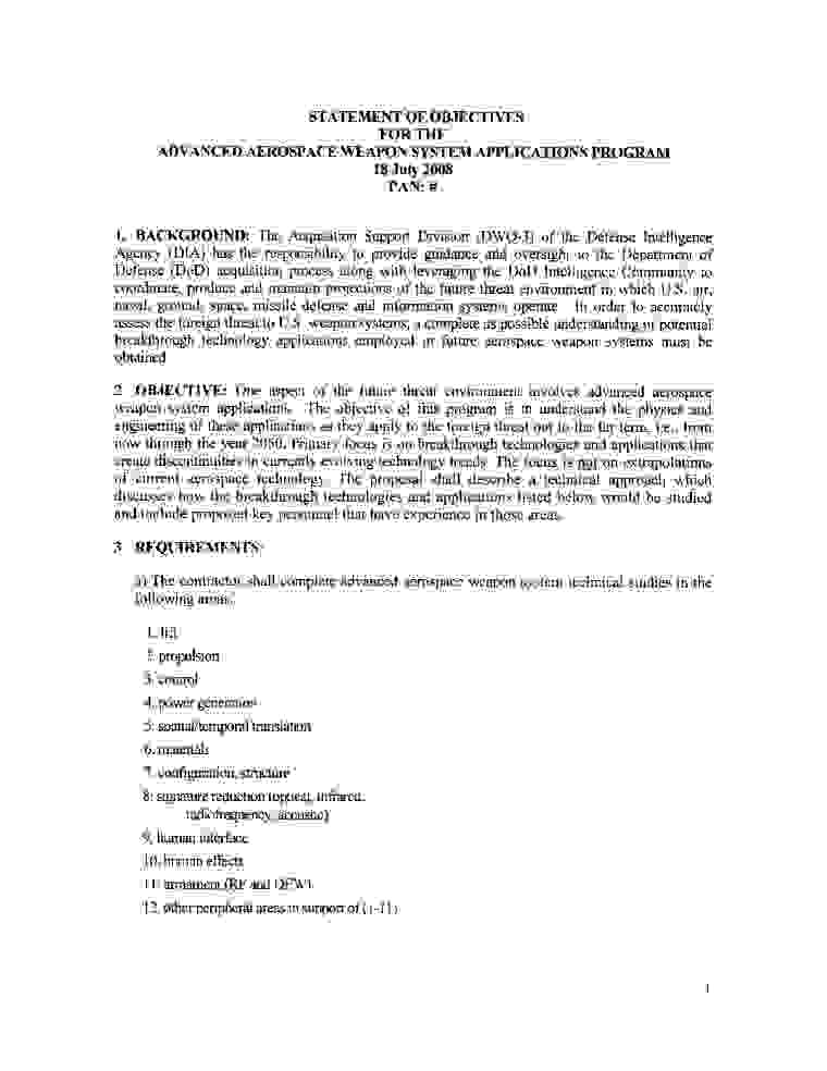 DOW-UAP-D110, AAWSAP Statement of Objectives, July 2008