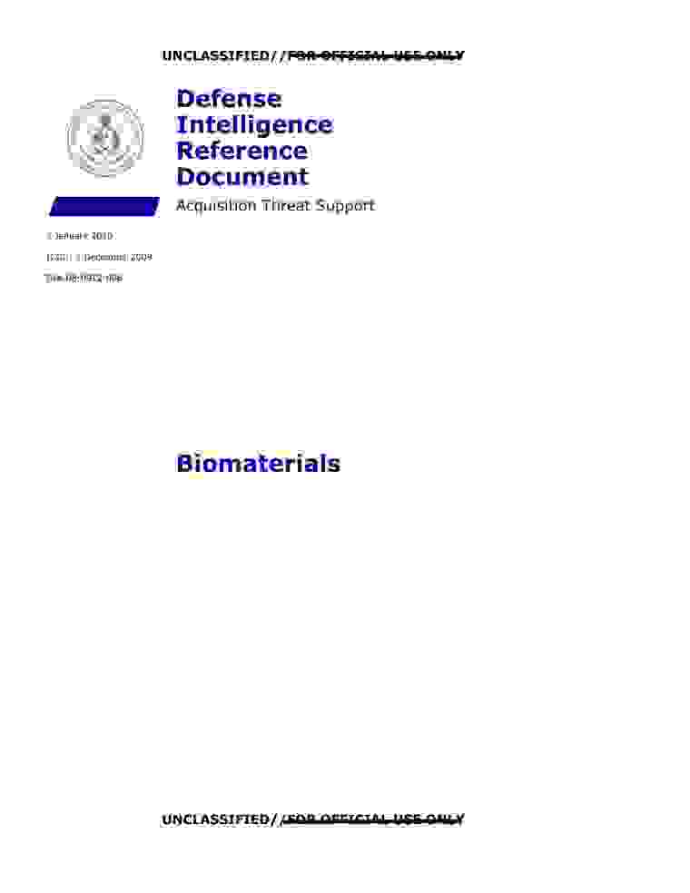 DOW-UAP-D119, AAWSAP DIRD, Biomaterials, January 2010