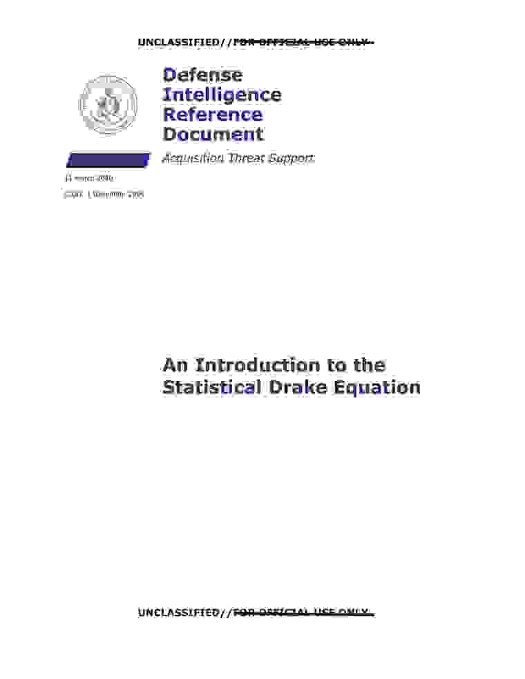 DOW-UAP-D127, AAWSAP DIRD, An Introduction to the Statistical Drake Equation, March 2010