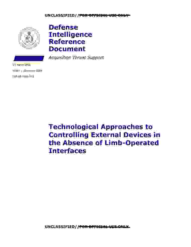 DOW-UAP-D130, AAWSAP DIRD, Technological Approaches to Controlling External Devices, March 2010