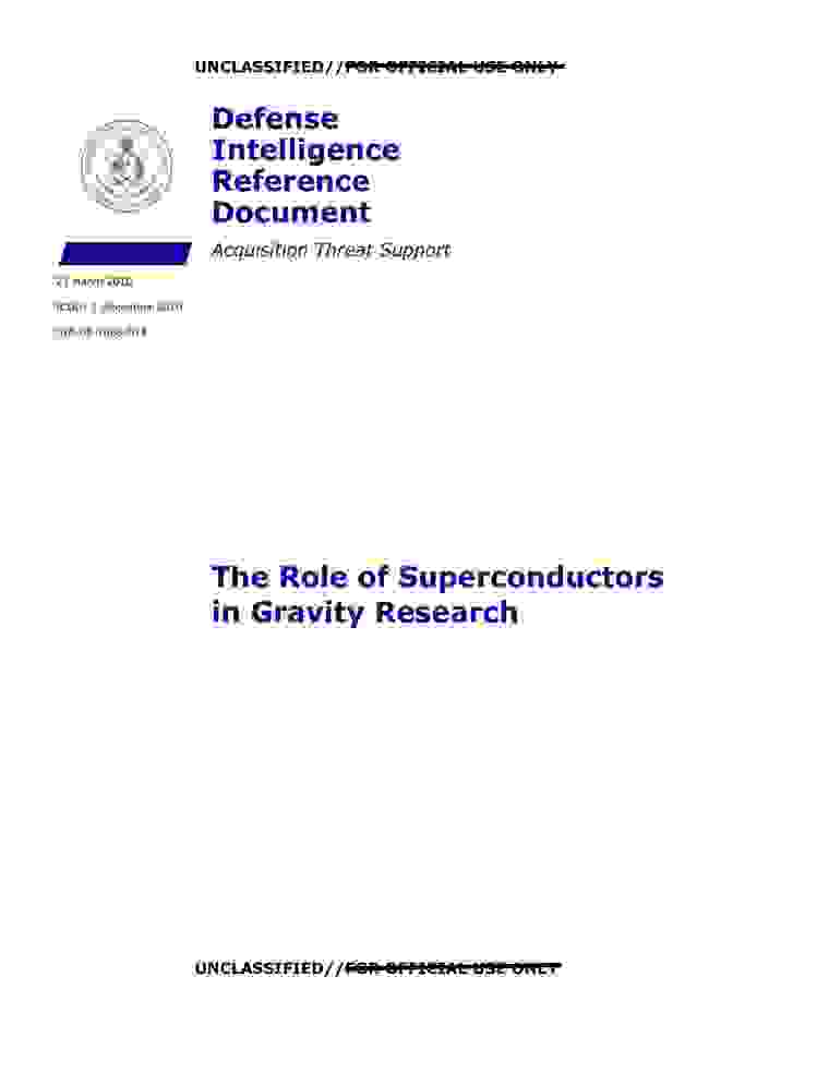 DOW-UAP-D131, AAWSAP DIRD, The Role of Superconductors in Gravity Research, March 2010