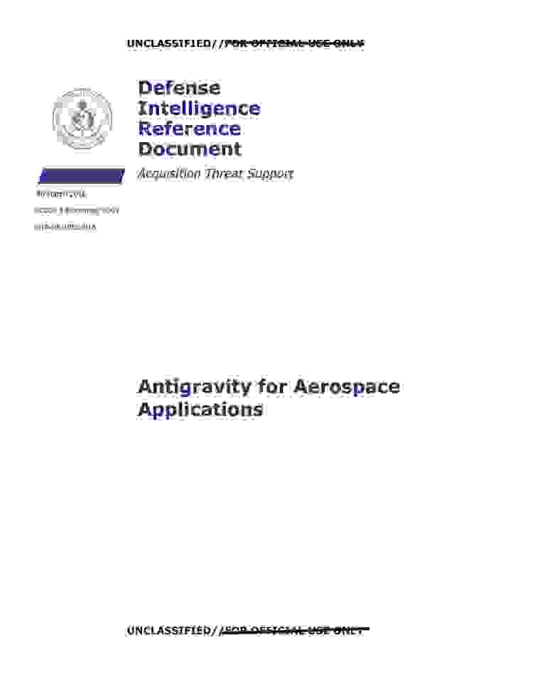 DOW-UAP-D135, AAWSAP DIRD, Antigravity for Aerospace Applications, March 2010