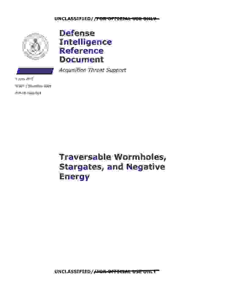 DOW-UAP-D139, AAWSAP DIRD, Traversable Wormholes, Stargates, and Negative Energy, April 2010