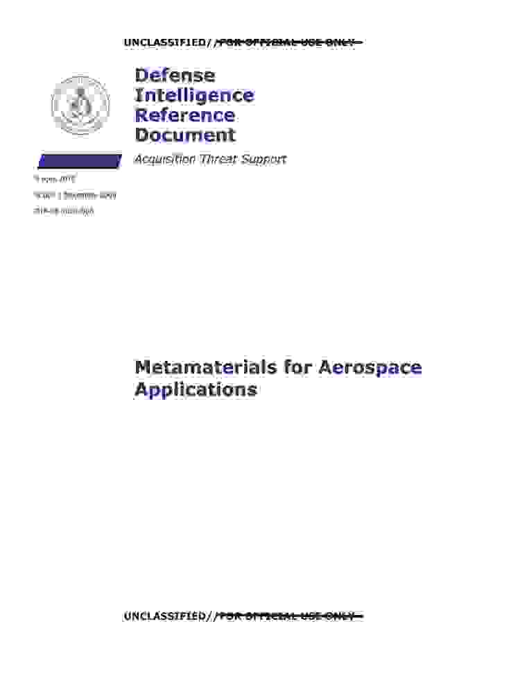 DOW-UAP-D141, AAWSAP DIRD, Metamaterials for Aerospace Applications, April 2010