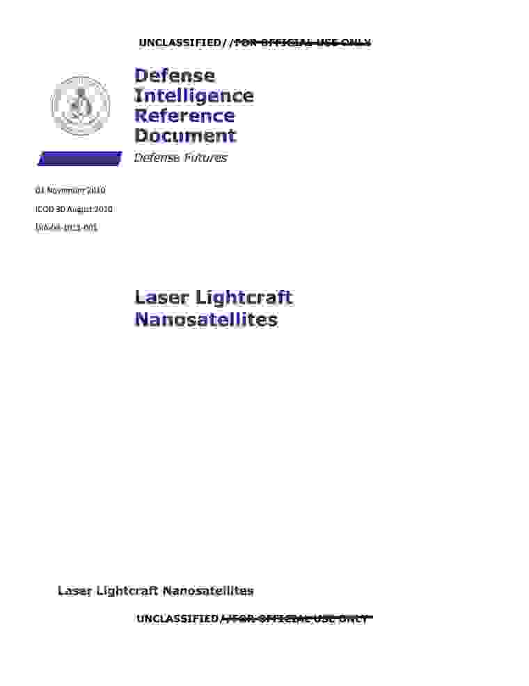 DOW-UAP-D143, AAWSAP DIRD, Laser Lightcraft Nanosatellites, November 2010