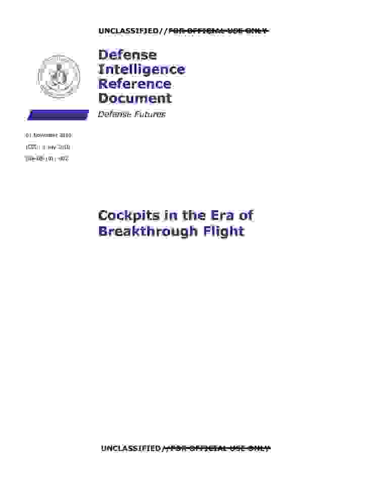 DOW-UAP-D144, AAWSAP DIRD, Cockpits in the Era of Breakthrough Flight, November 2010