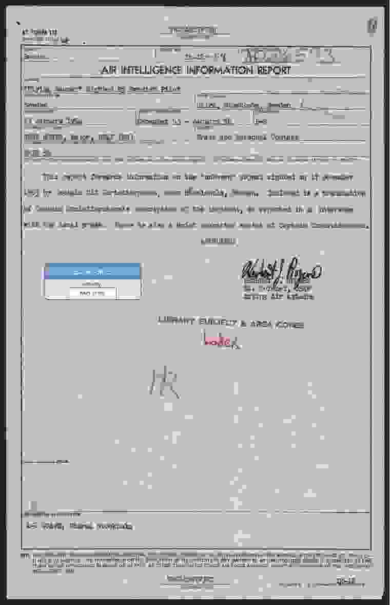 DOW-UAP-D163, Air Intelligence Information Report, Sweden, 1953