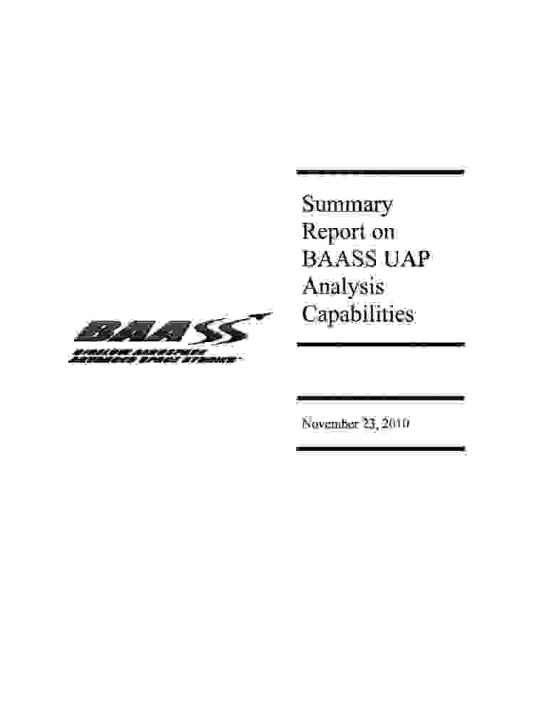 DOW-UAP-D175, BAASS Self-Assessment of UAP Analysis Capabilities, November 2010